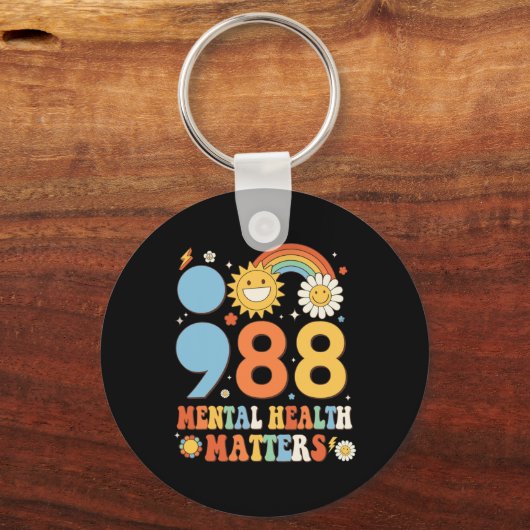 Retro Groovy 988 Mental Health Problems Suicide Pr Sleutelhanger (Voorkant)