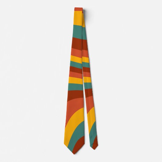Retro Groovy Abstract kleurrijk Herfst Wave Patter Stropdas (Voorkant)