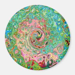 Retro Groovy Abstract Kleurrijke Regenboog Draaiko Magneet