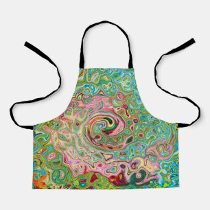 Retro Groovy Abstract Kleurrijke Regenboog Werveli Schort