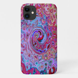 Retro Groovy Abstract Lila en Magenta Draaikolk iPhone 11 Hoesje
