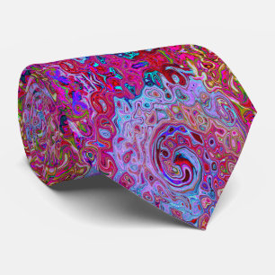 Retro Groovy Abstract Lila en Magenta Draaikolk Stropdas