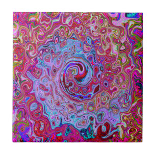 Retro Groovy Abstract Lila en Magenta Draaikolk Tegeltje