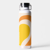 Retro Groovy Abstract Perzik Oranje Geel Naam Waterfles (Achterkant)