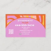 Retro Groovy Abstract Wavy QR-code Social Media Visitekaartje (Achterkant)