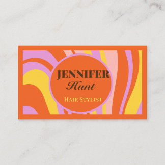 Retro Groovy Abstract Wavy QR-code Social Media Visitekaartje
