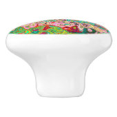 Retro Groovy Abstracte kleurrijke regenboogwervelk Keramische Knop (Zijkant)