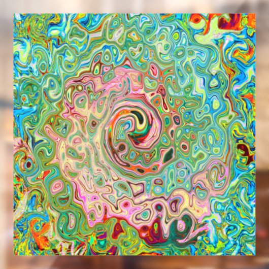 Retro Groovy Abstracte kleurrijke regenboogwervelk Raamsticker (Vel 2)