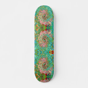 Retro Groovy Abstracte kleurrijke regenboogwervelk Skateboard