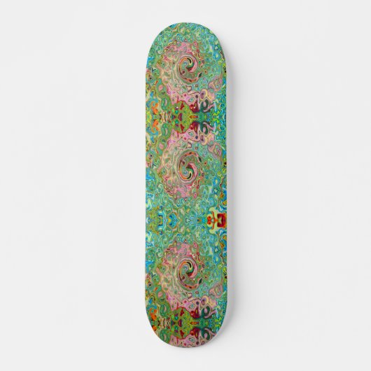 Retro Groovy Abstracte kleurrijke regenboogwervelk Skateboard (Voorkant)