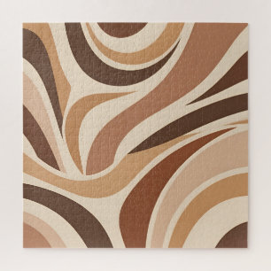 Retro Groovy Abstracte Wervelingen Neutrale Aardti Legpuzzel