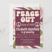 Retro Groovy Afstuderen - Peace Out Kaart (Voorkant)