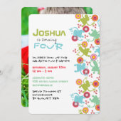 Retro Groovy Aliens Kinder Foto Birthday Uitnodigi Kaart (Voorkant / Achterkant)