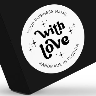 Retro Groovy Ambachtelijk Met Liefde Zakelijk Labe Ronde Sticker