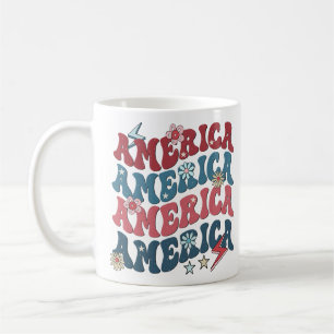 Retro Groovy America Onafhankelijkheidsdag Koffiemok
