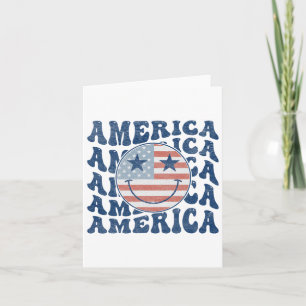Retro Groovy Amerika Vs Smiley Gezicht Patriottisc Kaart