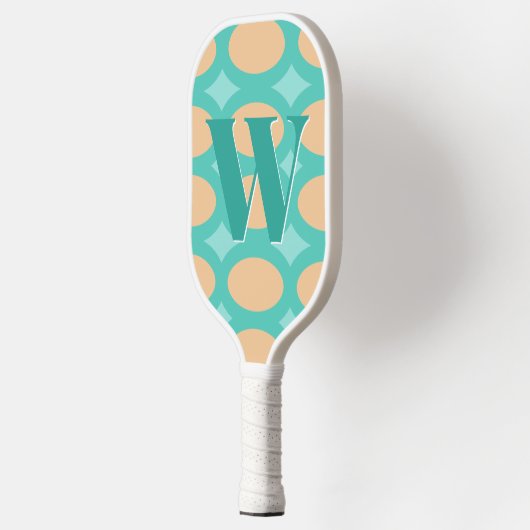 Retro Groovy Aqua & Perzik Monogram Pickleball Paddle (Links)
