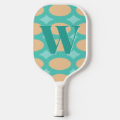 Retro Groovy Aqua & Perzik Monogram Pickleball Paddle (Achterkant)