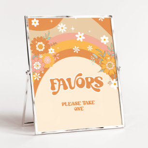 Retro groovy baby hippy Favors pedestal sign Reclamebord Met Voetstuk