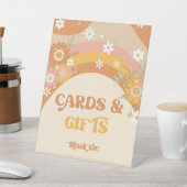 Retro groovy-baby kaarten en geschenken reclamebord met voetstuk (Insitu)