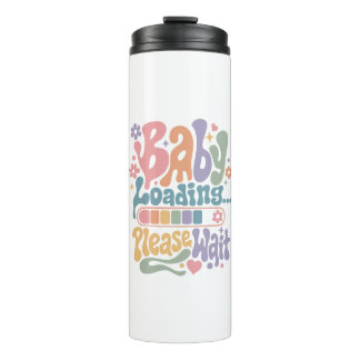 Retro Groovy Baby Laden Even Geduld Moederschap Thermosbeker