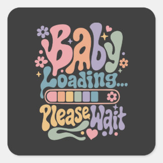 Retro Groovy Baby Laden Even Geduld Moederschap Vierkante Sticker