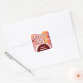 Retro Groovy Baby shower Vierkante Sticker (Envelop)
