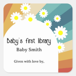 Retro Groovy - Baby's eerste bibliotheek Vierkante Sticker