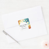 Retro Groovy - Baby's eerste bibliotheek Vierkante Sticker (Envelop)