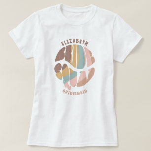 Retro Groovy Bachelorette Bruid Squad Bruidsmeisje T-shirt