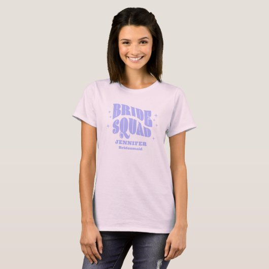 Retro Groovy Bachelorette Bruid Squad Bruidsmeisje T-shirt (Voorkant volledig)