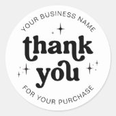 Retro Groovy Bedankt voor uw bestelling Business L Ronde Sticker (Voorkant)