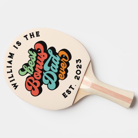 Retro Groovy Best Bonus Pap Ever Name Year Tafeltennisbatje (Zijkant)