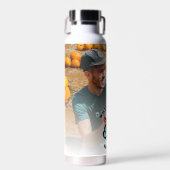 Retro Groovy Beste pap ooit Fotonaam Jaar Waterfles (Voorkant)