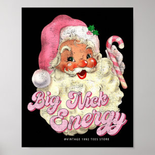 Retro Groovy Big Nick Santa Energy Roze Santa Chri Poster