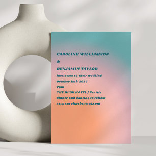 Retro Groovy Blauwgroen Roze Sinaasappel Gradient  Kaart