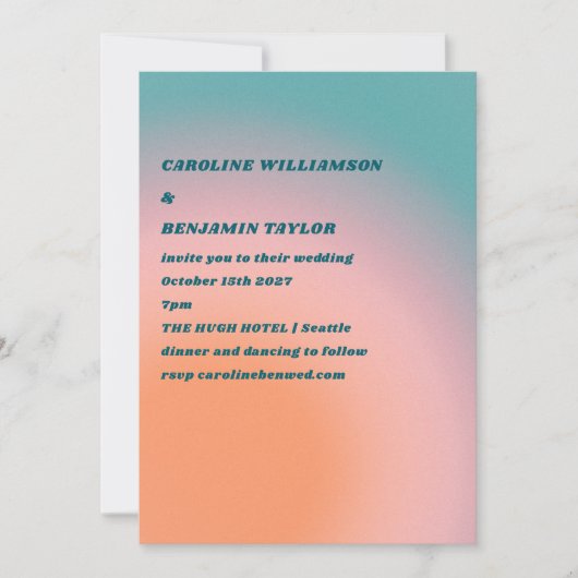 Retro Groovy Blauwgroen Roze Sinaasappel Gradient  Kaart (Voorkant)