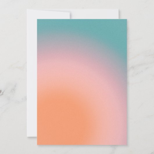 Retro Groovy Blauwgroen Roze Sinaasappel Gradient  Kaart (Achterkant)