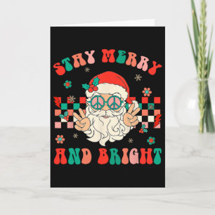 Retro Groovy Blijf Vrolijk En Helder Kerstman Chr Kaart