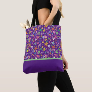 Retro Groovy Bloem Kleurrijk Ontwerp Patroon Draagtas