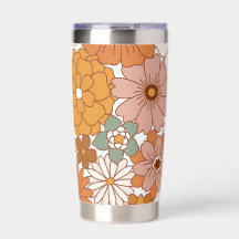 Retro Groovy Bloemen Witte Tumbler