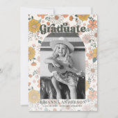 Retro Groovy Bloemenboog Foto Kinder Afstuderen Kaart (Voorkant)