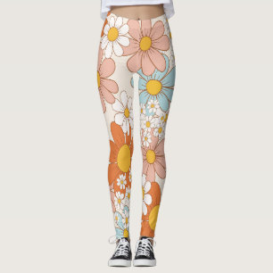 Retro Groovy Bloemendaisy Naadloos Patroon Leggings