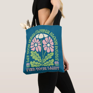 Retro Groovy Bloemige Inspirerende Spreuk Draagtas