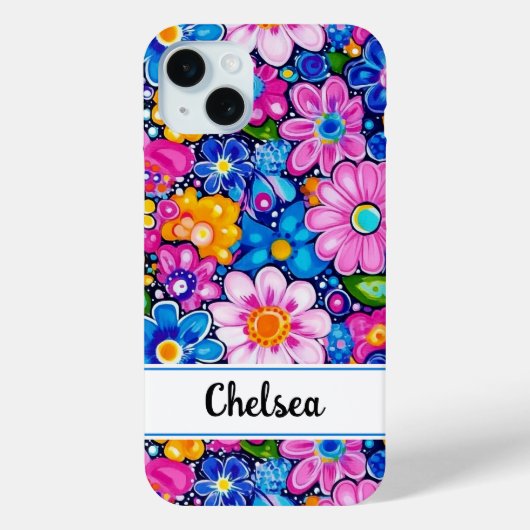 Retro Groovy Bloemstuk Persoonlijk Case-Mate iPhone Case (Achterkant)