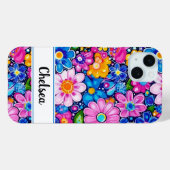 Retro Groovy Bloemstuk Persoonlijk Case-Mate iPhone Case (Achterkant (horizontaal))