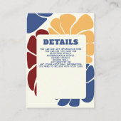 Retro Groovy Boho Chic Bloemen Bruiloft Details Ka Informatiekaartje (Voorkant)