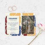 Retro Groovy Boho Chic Floral Wedding Dank u Briefkaart