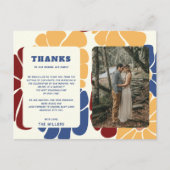 Retro Groovy Boho Chic Floral Wedding Dank u Briefkaart (Voorkant)