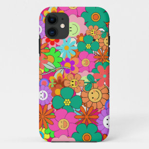 Retro Groovy Boho Hippie Flowers iPhone 11 Hoesje